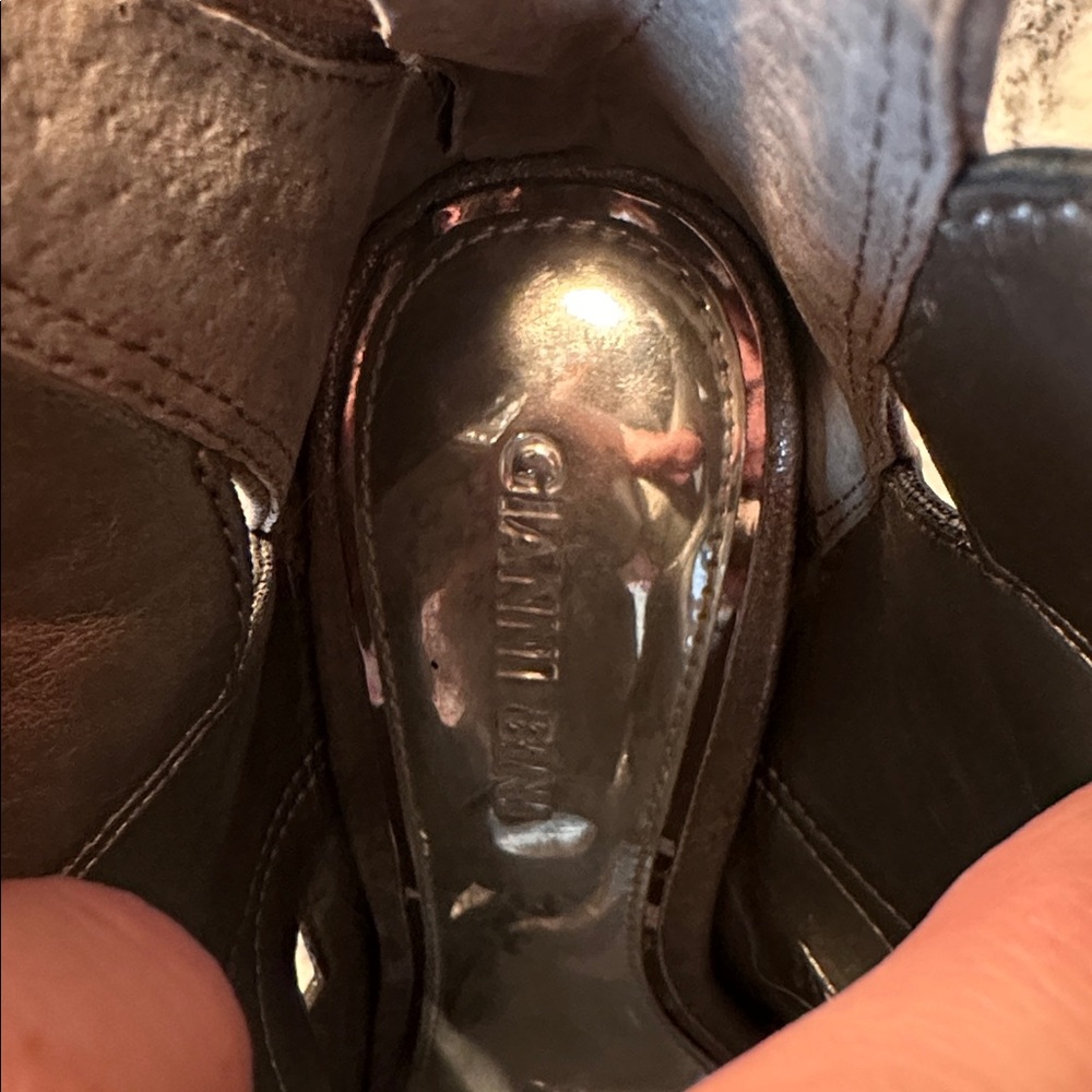 Gianni Bini Merilee silver metallic rhinestone stiletto heel open-toe shooties - Picture 7 of 8